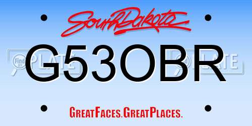 G53OBR South Dakota License Plate