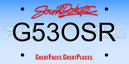 G53OSR South Dakota License Plate
