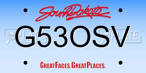G53OSV South Dakota License Plate