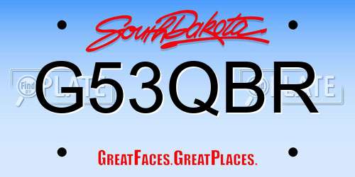 G53QBR South Dakota License Plate