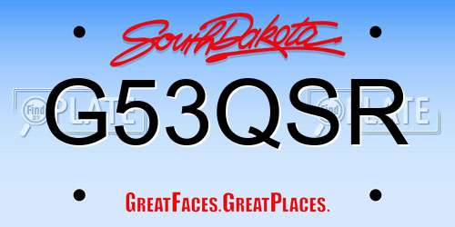 G53QSR South Dakota License Plate