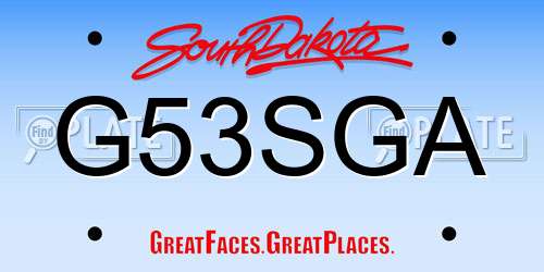 G53SGA South Dakota License Plate