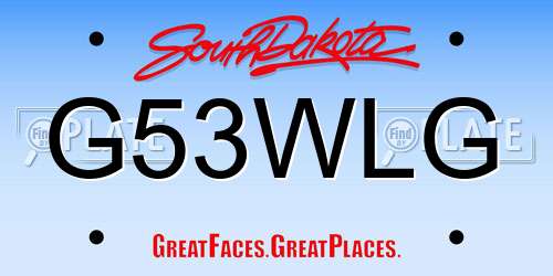 G53WLG South Dakota License Plate