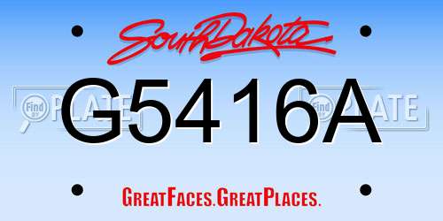 G5416A South Dakota License Plate