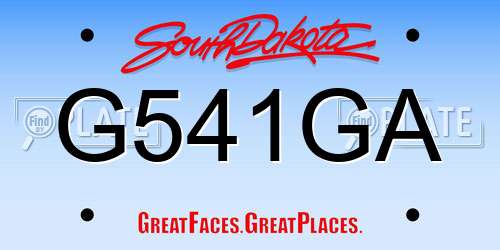 G541GA South Dakota License Plate