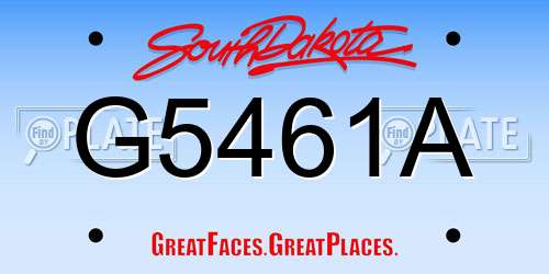 G5461A South Dakota License Plate
