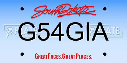 G54GIA South Dakota License Plate