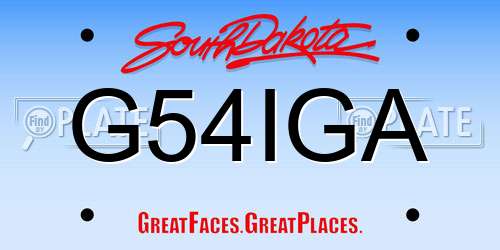 G54IGA South Dakota License Plate