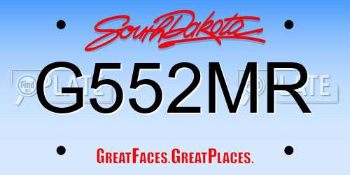 G552MR South Dakota License Plate