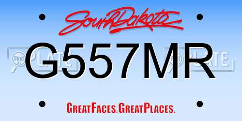 G557MR South Dakota License Plate
