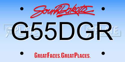 G55DGR South Dakota License Plate