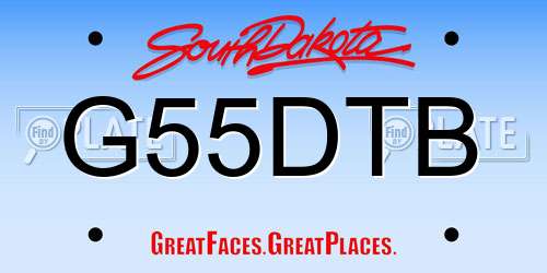 G55DTB South Dakota License Plate