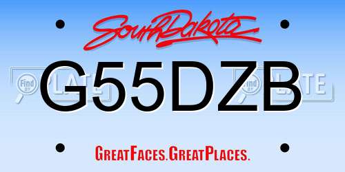 G55DZB South Dakota License Plate