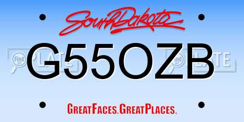 G55OZB South Dakota License Plate