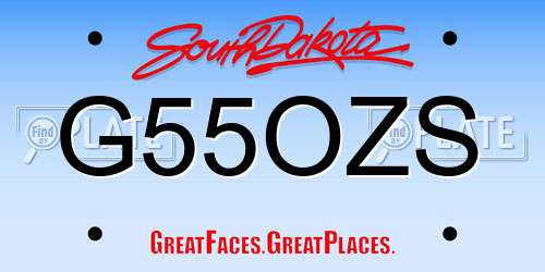 G55OZS South Dakota License Plate