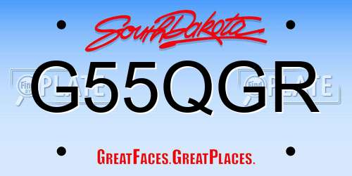 G55QGR South Dakota License Plate