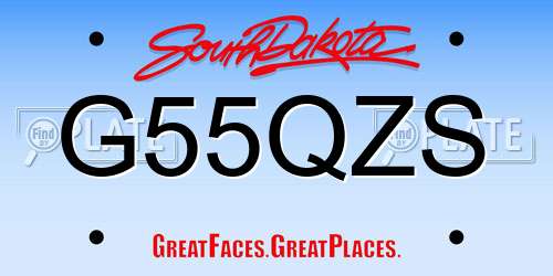G55QZS South Dakota License Plate