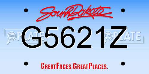 G5621Z South Dakota License Plate
