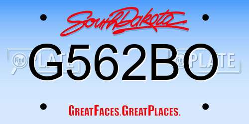 G562BO South Dakota License Plate