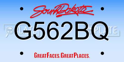 G562BQ South Dakota License Plate