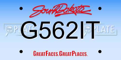 G562IT South Dakota License Plate