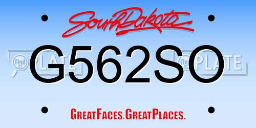 G562SO South Dakota License Plate