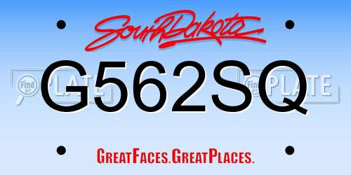 G562SQ South Dakota License Plate