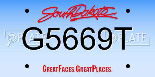 G5669T South Dakota License Plate