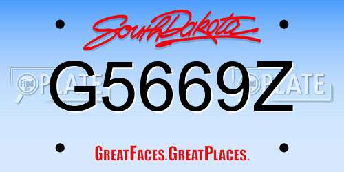 G5669Z South Dakota License Plate
