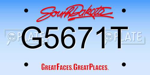 G5671T South Dakota License Plate