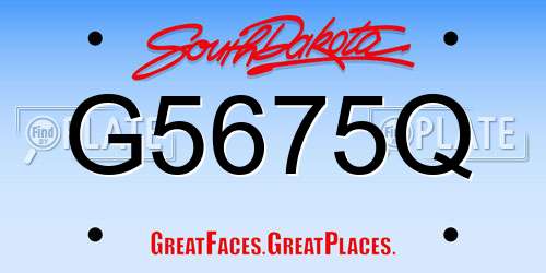 G5675Q South Dakota License Plate