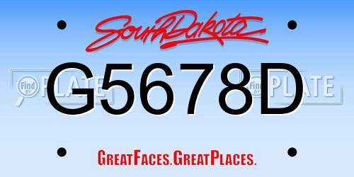 G5678D South Dakota License Plate