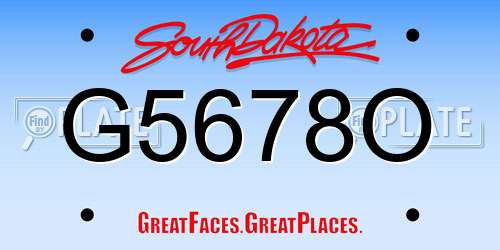 G5678O South Dakota License Plate