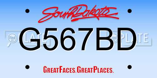 G567BD South Dakota License Plate
