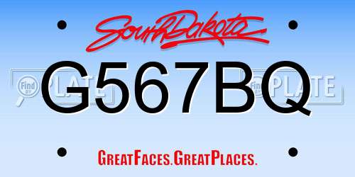 G567BQ South Dakota License Plate