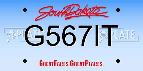 G567IT South Dakota License Plate