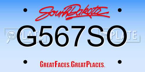 G567SO South Dakota License Plate