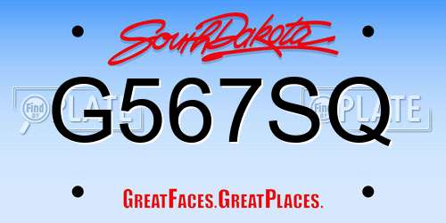 G567SQ South Dakota License Plate