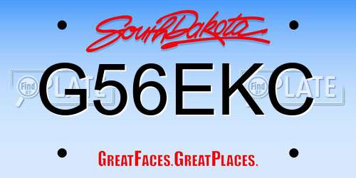 G56EKC South Dakota License Plate