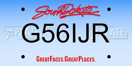 G56IJR South Dakota License Plate