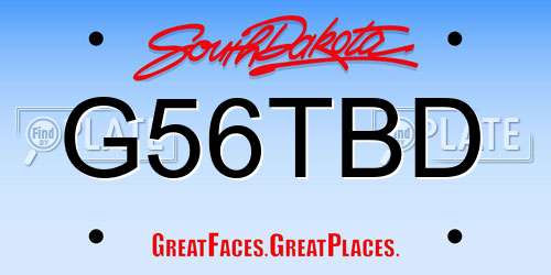 G56TBD South Dakota License Plate