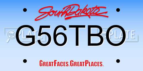 G56TBO South Dakota License Plate