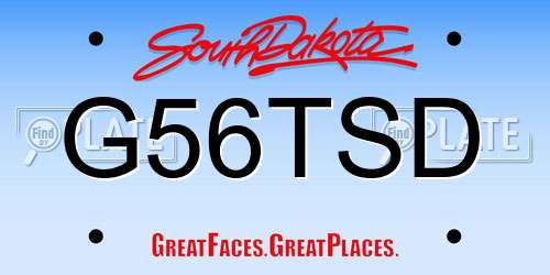 G56TSD South Dakota License Plate
