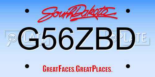 G56ZBD South Dakota License Plate