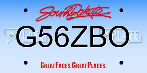 G56ZBO South Dakota License Plate
