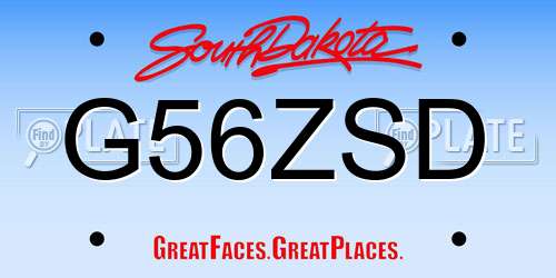 G56ZSD South Dakota License Plate