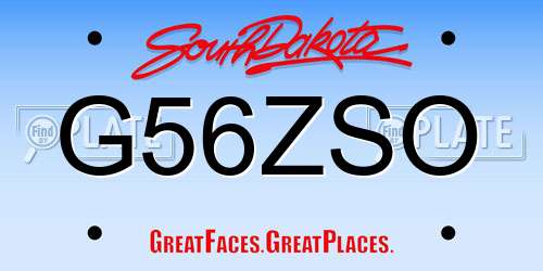 G56ZSO South Dakota License Plate