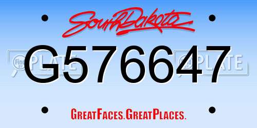 G576647 South Dakota License Plate