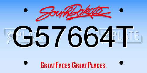 G57664T South Dakota License Plate