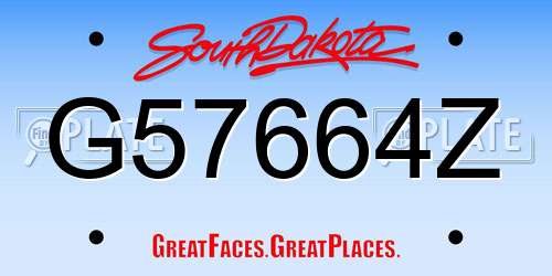 G57664Z South Dakota License Plate